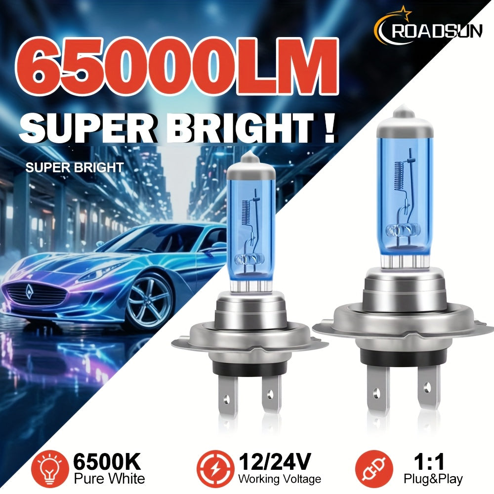 ROADSUN 2pcs 9005/HB3 9006/HB4 H1 H11 H7 H9 H4 LED Headlight Bulbs, Super Bright 6500K White, 800% Brightness Plug & Play High Low Beam for Cars, Trucks, SUVs, Truck Lighting Solution, Without Battery