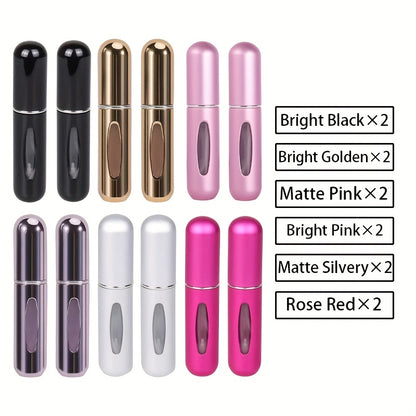 For Mini Portable Refillable Perfume Atomizer - Aluminum Mist Spray Bottle for Travel, Multi-Color Options, Fragrance-Free (Bubble-Free), Refillable Perfume Bottle|Compact Design|Aluminum Atomizer, Perfume Bottl