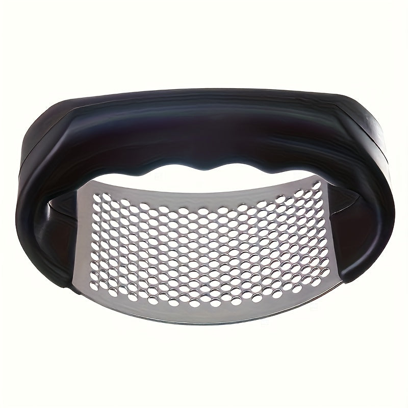 1pc Heavy-Duty Manual Garlic Press & Meat Crusher with Handle - Heavy Base, Manual Food Processor for Garlic, Ginger, Onion, Potato - Heavy-Duty 430 Stainless Steel Construction - Easy to Clean & Dishwasher Safe - Ideal for H