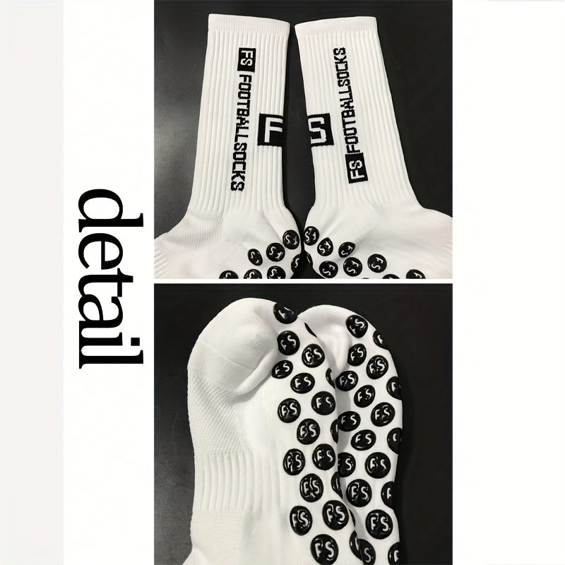 2/6/10/20 Pairs Men'S Thickened Moisture-Wicking Breathable Soccer & Basketball Training Socks - Non-Slip Grip, Cushioned Arch & Heel Support, Sweat-Resistant, Soft Elastic Athletic Socks For Outdoor Sports, Gym, Football Mat