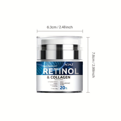 50ml/1.7oz Retinol Moisturizing Cream, Hypoallergenic, Enriched with 20% Retinol, Collagen, Hyaluronic Acid, Vitamins A.B.C.E, for All Skin Types, to Achieve Youthful, Hydrated Skin
