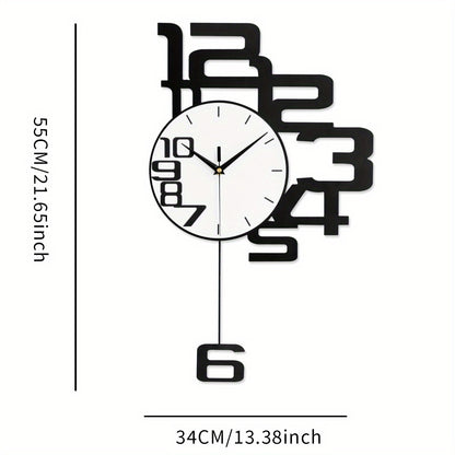 1pc Modern Minimalist Personality Metal Wood Creative Wall Clock, Large Battery Operated Clock For Living Room, Kitchen, Bedroom, Dining Room And Office Decor, For Autumn Thanksgiving Halloween Harvest Festival, Home Decor, A