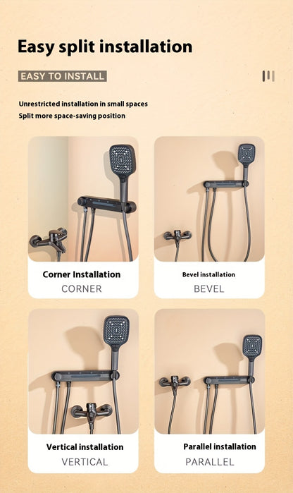 Wall-Mounted Shower Head with Adjustable Arm - No Electricity Needed, Easy Installation, Heavy-Duty Copper Construction for Modern Bathroom Upgrade - Ideal for Bath or Shower