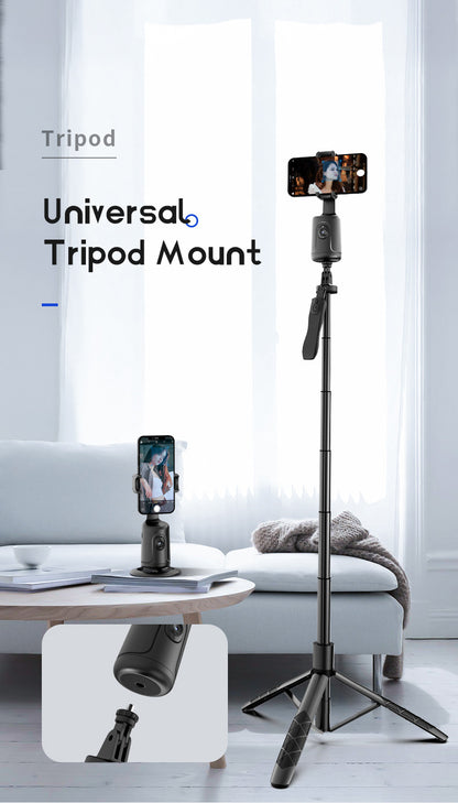 Auto Face Tracking Tripod, No App Required, 360° Rotation Face Body Phone Mount Smart Shooting Phone Tracking Holder for Vlog Live Streaming Video, Rechargeable Battery, Black