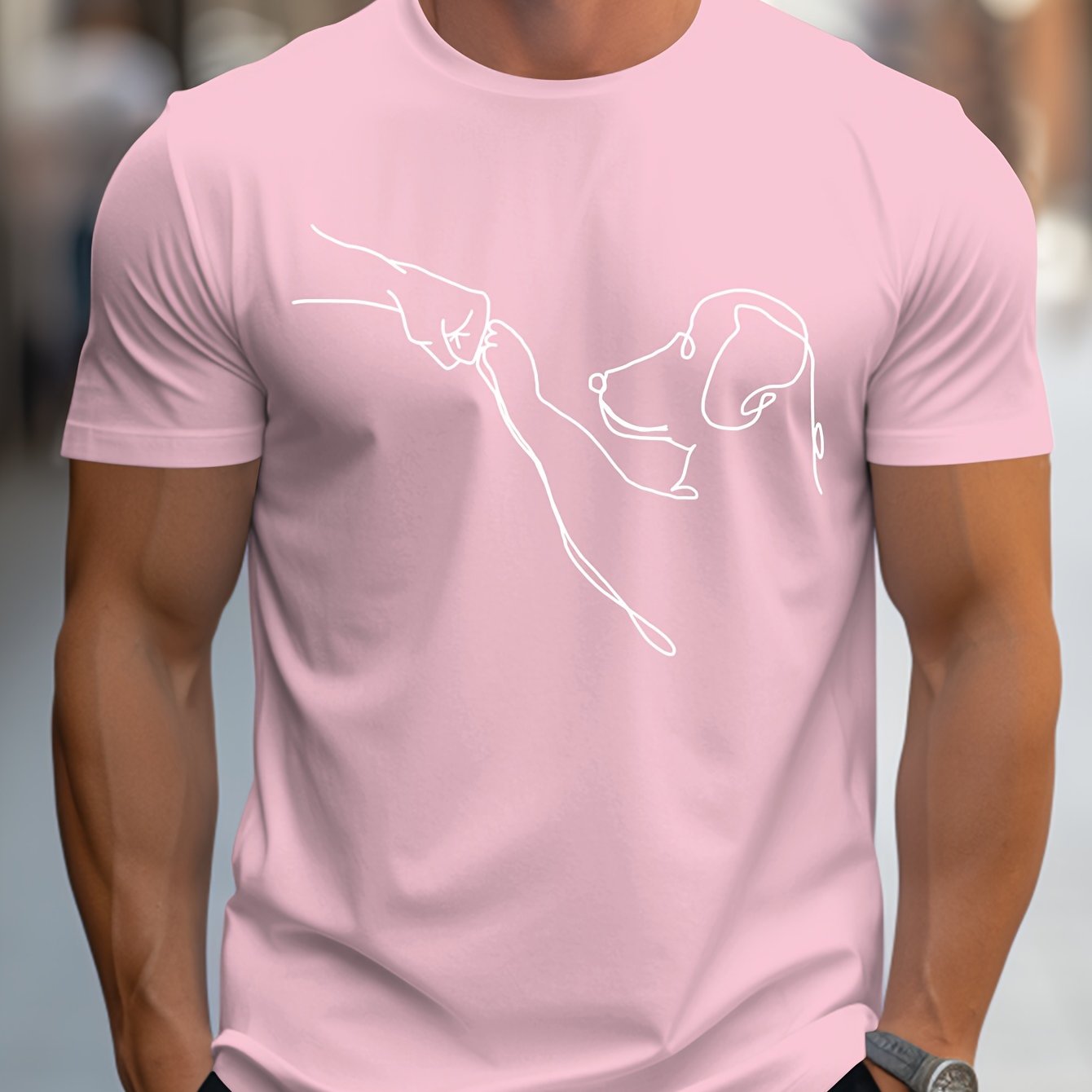 MBDMBD Men's Minimalist Dog Line Art Graphic T-Shirt - Vibrant Yellow with Black dog outline, Lightweight Summer Casual Everyday Tee for Pet Lovers - Machine Washable Apparel, Dog Tshirt, Classic Round Neck, Comfortable Fit