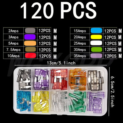 50/100/120/280/306pcs Automotive Fuse Combination Kit, Medium Duty, Fuse Blade Type for Marine·Car·Truck·Tram·Fuse Replacement 2A 3A 5A 7.5A 10A 15A 20A 25A 30A 35A