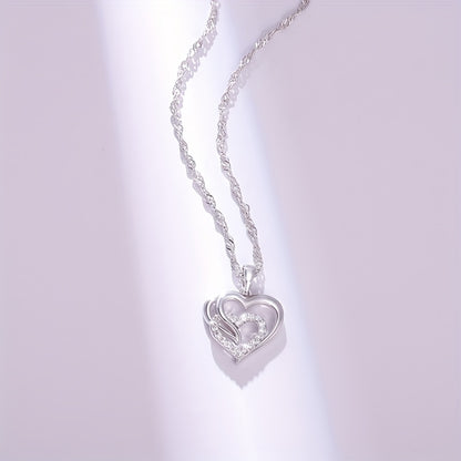 925 Silver Necklace with a Lovely Heart-Shaped Pendant for Ladies, a Perfect Gift for Ladies on Holidays And Birthdays, Suitable for Banquets And Festivals, Comes with a Gift Box.