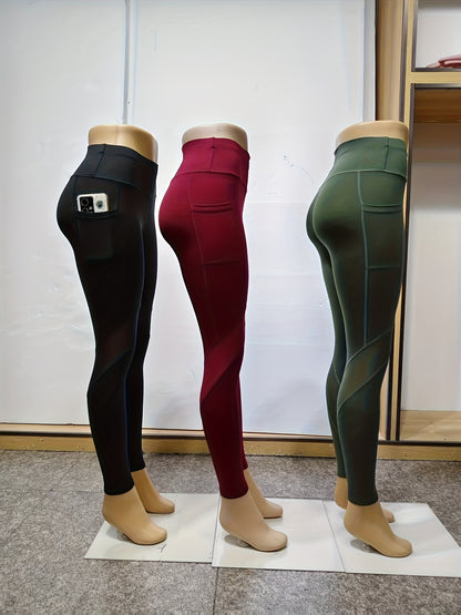 3-Pack Women'S High Waist Capri Yoga Pants, Moisture-Wicking Sports Leggings with Pockets, Breathable Polyester Knit Athletic Tights for Outdoor Fitness, Solid Color, 3/4 Length