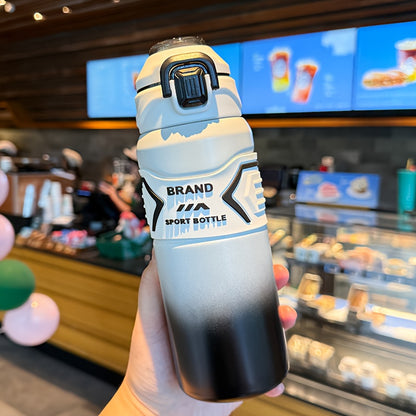 1 Large Capacity 316 Stainless Steel Insulated Sports Water Bottle, 670ml/22oz Portable Carry Handle Vacuum Insulated Bottle, Outdoor Travel Camping Hiking Gym Drinking Cup with Leakproof Anti-Slip Design and Flip Lid - Perfe