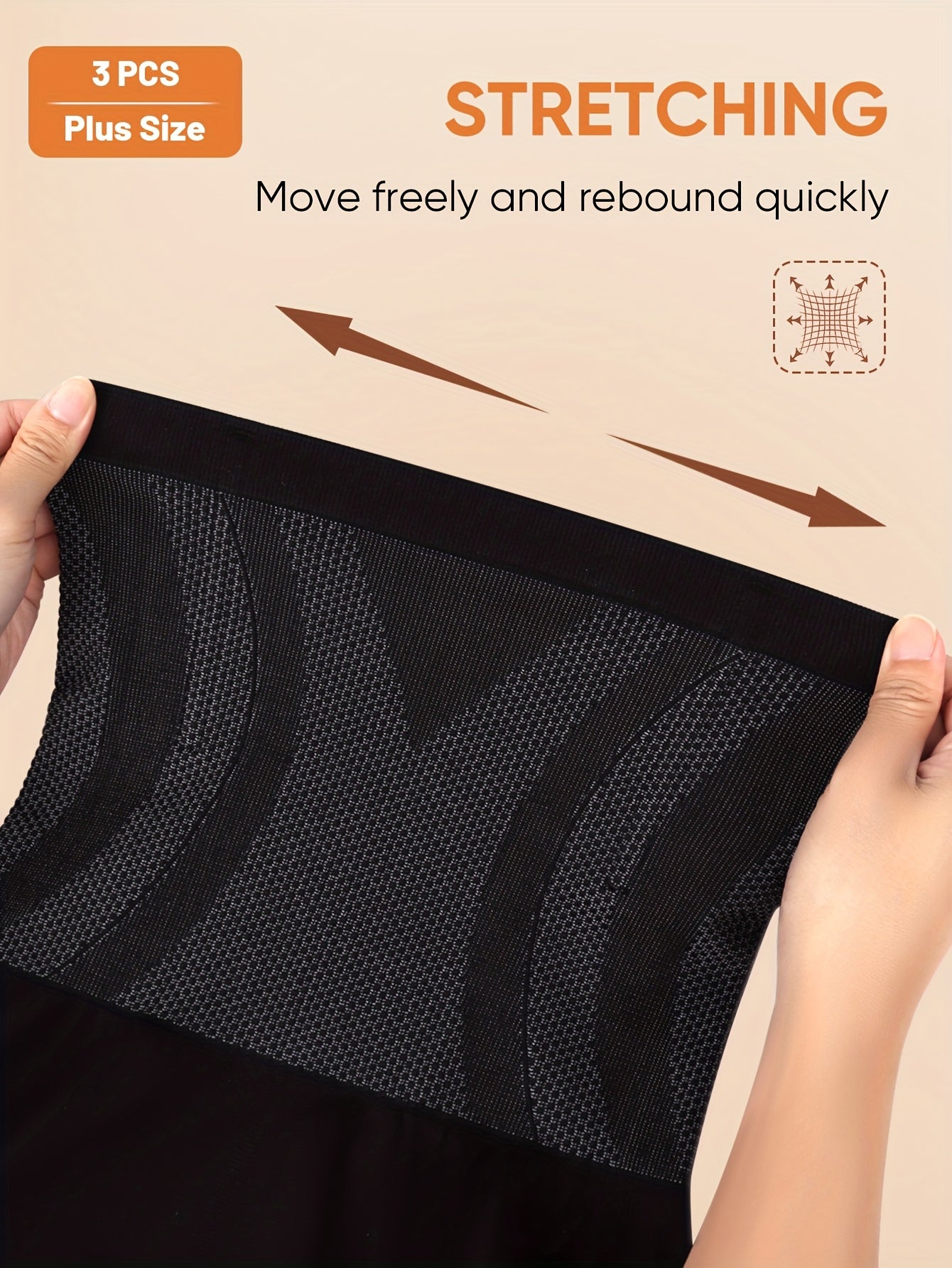 3pcs Women'S Plus Size Shapewear Leggings High Waist Body Shaper Tummy Control Seamless Solid Color No Padding Support