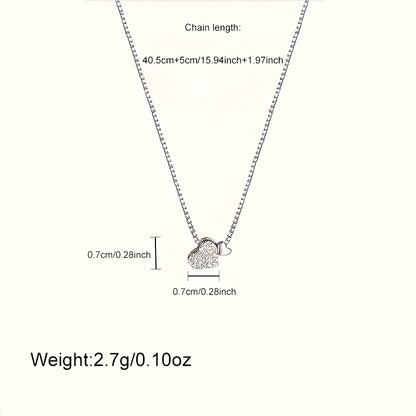 1pc Elegant 925 Silver Plated Love Heart Pendant Necklace - Minimalist Clavicle Chain for Women, Perfect Gift for Birthdays, Weddings, Valentine'S Day, and More, Everyday Jewelry|Elegant Pendant|Durable Jewelry, Necklace