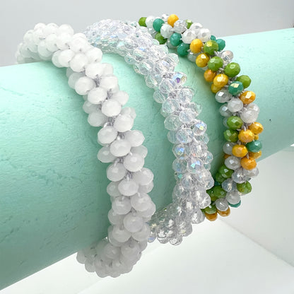 Esbbela 3pcs Bracelet Set Holiday Gift Beaded Artificial Crystal Stackable Strap Set with Elasticity Suitable for Women Men 16.51-20.32 cm Daily Vacation