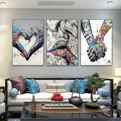 Triple Panel Abstract Art Print L2023-107, Contemporary Style, Frameless Wall Art Decor Set