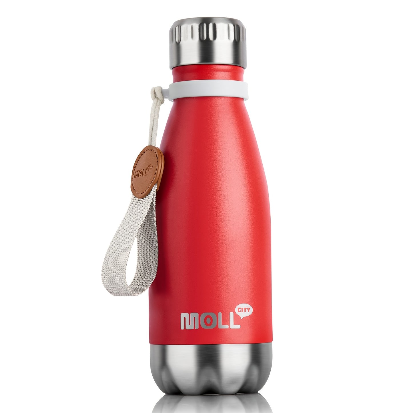 1pc Mollcity 9oz/266ml Stainless Steel Water Bottle - Vacuum Insulated, Leak-Proof, BPA-Free, Double-Wall Insulated with Carry Strap, 24H Cold & 12H Hot, Lightweight & Durable for School, Sports, Travel, Outdoor, Gym, Hiking