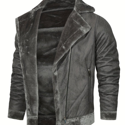 Men's Pu Jacket, Chic Faux Leather Jacket For Fall Winter