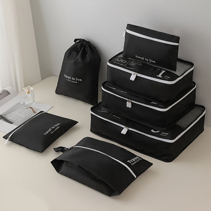 Portable Travel Storage Bag Set of 7pcs Suitcase Clothes Organizer Pouches with Clothing Bags, Underwear Pouches, and Shoe Pouches Suitable for Business Trips by Both Men and Women