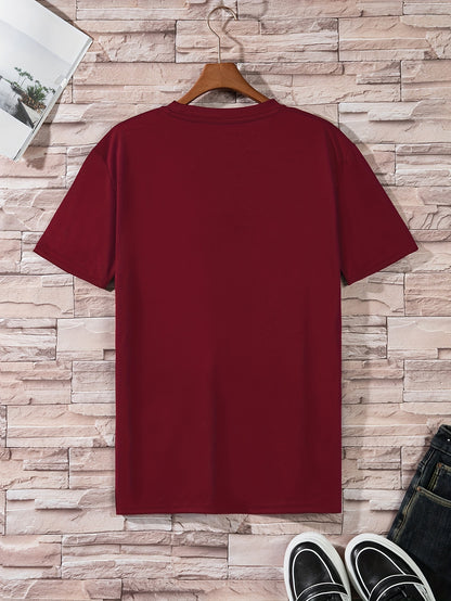 Conjunto de 4 t-shirts casuais para homem de cor sólida, estilo simples, manga curta e gola redonda, ideais para usar em casa, como pijama ou para atividades ao ar livre no verão.