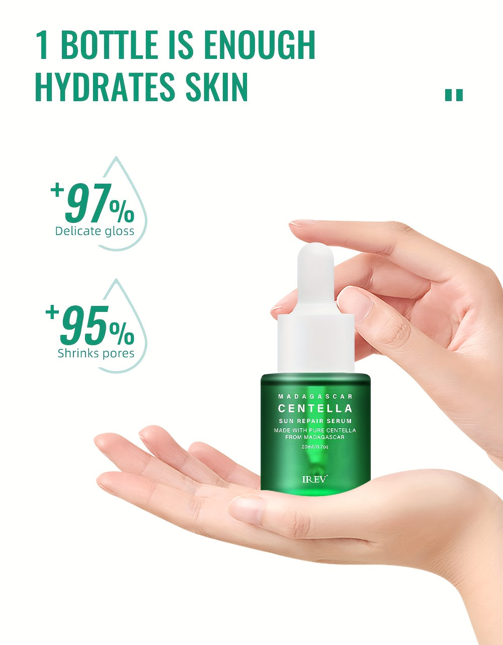 Centella Asiatica Hydrating Serum 20ml, Alcohol-Free, Fragrance-Free for All Skin Types, Moisturizing Facial Care