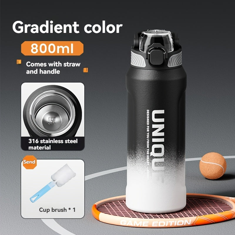 32oz nRMEi Insulated Stainless Steel Water Bottle with Pop-Up Lid, Handle & Straw - 316 Stainless Steel, BPA-Free, 4-Season Hot/Cold Retention, Large Capacity for Outdoor, Travel, Everyday Use, Insulated Water Bottle, Sleek M