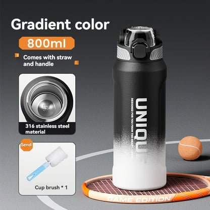 32oz nRMEi Insulated Stainless Steel Water Bottle with Pop-Up Lid, Handle & Straw - 316 Stainless Steel, BPA-Free, 4-Season Hot/Cold Retention, Large Capacity for Outdoor, Travel, Everyday Use, Insulated Water Bottle, Sleek M