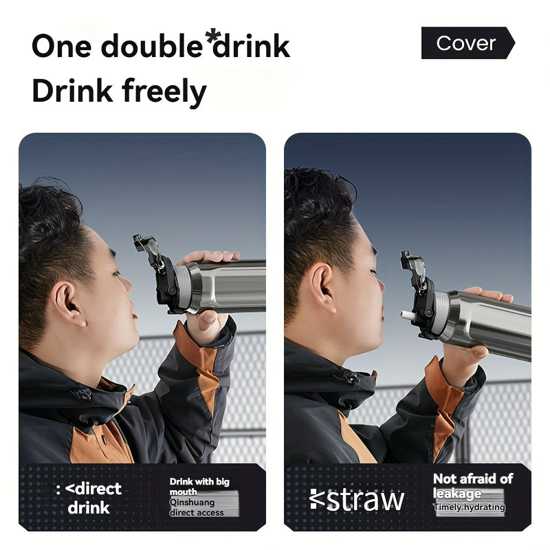 32oz nRMEi Insulated Stainless Steel Water Bottle with Pop-Up Lid, Handle & Straw - 316 Stainless Steel, BPA-Free, 4-Season Hot/Cold Retention, Large Capacity for Outdoor, Travel, Everyday Use, Insulated Water Bottle, Sleek M