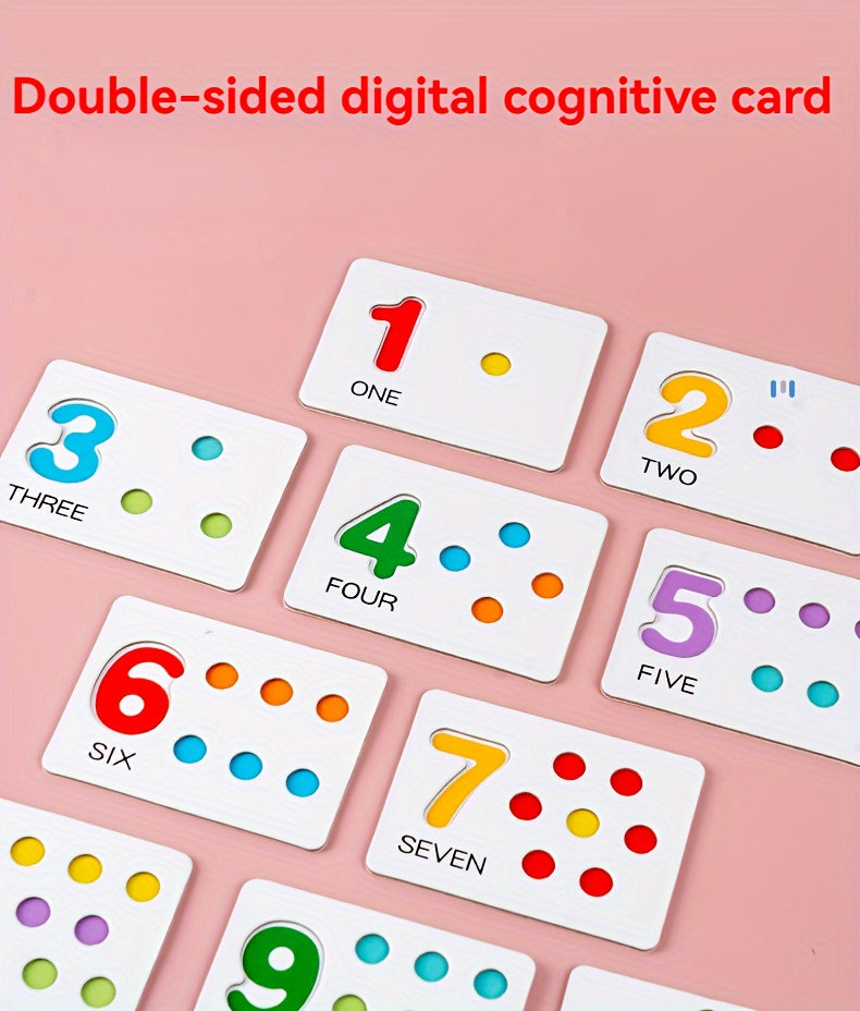 Wooden Number Counting Game for - Educational Preschool Math Learning Toy with Colorful Beads, Matching Cards and Clipping Tweezers for Cognitive Skills Development, Age 3+