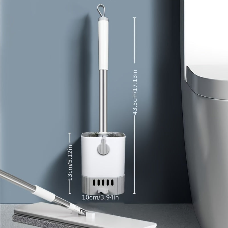 Conjunto de escova de sanita de parede com cabo longo - Design flexível e sem cantos mortos para facilitar a limpeza da casa de banho, inclui suporte - Material essencial para o regresso às aulas