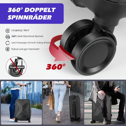 Hardshell Luggage Set Of 4pcs, With 360° Dual Spinner Wheels And Integrated Lock, Carry-on Luggage