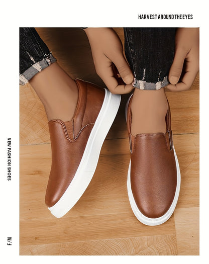 Mocassins para homem sem atacadores - Ténis antiderrapantes de cano baixo com bico redondo, estilo mocassins, com sola acolchoada em PVC, disponíveis em castanho/preto/branco/bege para uso diário e formal - Sapatos sociais minimalistas e versáteis.