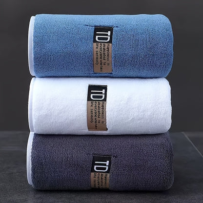 9pcs Large Size Three Colors Super Soft Super Absorbent Bath Towel Set, Blue, White, Gray Composition, Exquisite and Durable, Not Shedding, 5-Star Standard