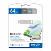 PNY PFDI64GDULINKTYCG Silver Steel 64GB USB Memory